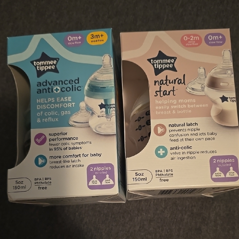 Tommee Tippee Baby Bottles Set - Blue and Cream